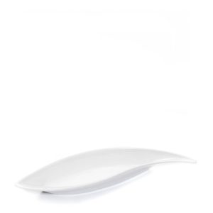 Tabuleiro Aperitivo Porcelana Branco Folha 33X8,5