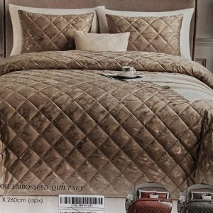 Colcha Veludo 100%Poli. Ref.366 Castanho 240X260Cm