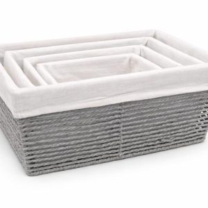 Cesto Metal Rev.Tecido Cinza Ref.35120 38X28X17.5Cm