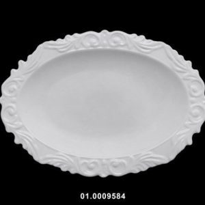 Travessa Porcelana Vintage Oval Branco 38x27x3
