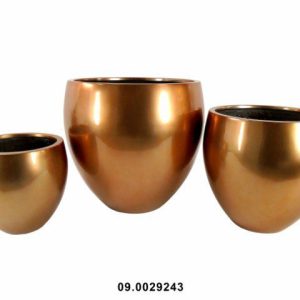 Vaso Fibra Pedra Redonda Nº3 Cor Cobre 31X33Cm