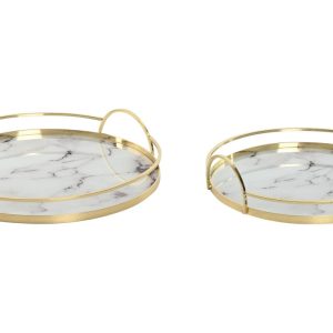 Bandeja Marmol Metal Ouro Nº1 30X30X6