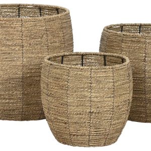 Vaso Fibra/Metal Natural Nº1 43X43X37Cm