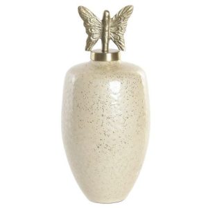 Pote Aluminio/Ferro Borboleta 34X14X14Cm