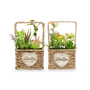 VASO EM VIME COM PEGA E FLORES ARTIFICIAIS