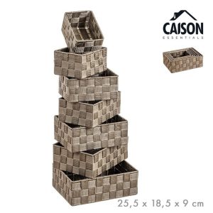 Cesto Nylon Baixo Rectângulo Beje Nº7 14X10X8Cm