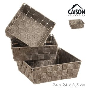 Cesto Nylon Trançado Bege Nº1 24X24X8.5Cm