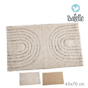 Tapete Saída Banho Algodão Bege/Branco 45X70Cm