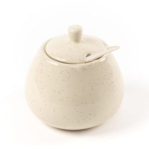 Açucareiro Mesa c/ Colher Creme 8x9cm
