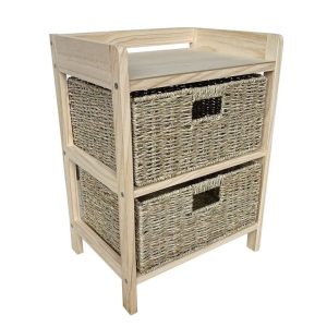 Expositor Madeira Natural 2 Gavetas 38X28X52Cm