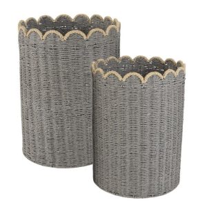 Cesto P/Roupa Tecido Redondo Bicolor Nº1 43X43X56Cm