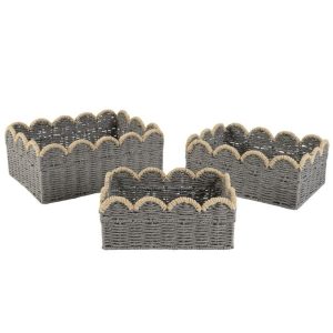 Cesta Tecido Bicolor Rectângular Nº3 29X20X12Cm