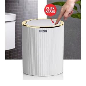 Balde PVC Tampa Basculante Branco/Ouro 5L