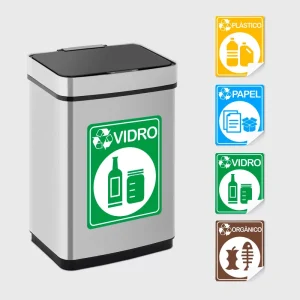 Autocolante Reciclagem Plástico Vidro Papel Orgânico Adesivos