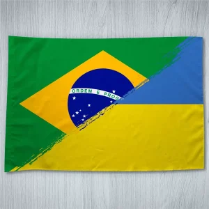 Bandeira Brasil e Ucrânia mesclada