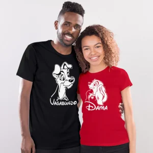 Dama e Vagabundo T-shirt casais