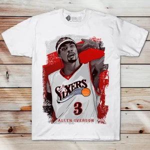 T-shirt Allen Iverson 3 Sixers NBA manga curta
