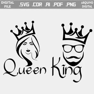 Vector King Queen cdr ai svg pdf png Laser Silhouette Cut file