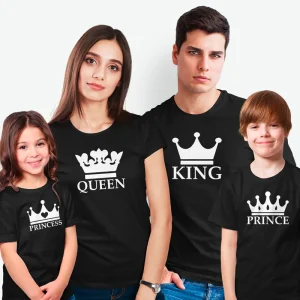 King Queen Prince Princess t-shirts conjunto pais e filhos