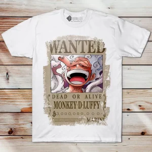 T-shirt Luffy Modo Nika Deus Wanted Anime One Piece