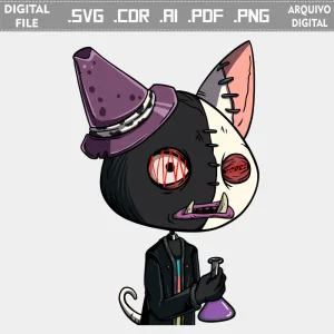 Vector Scary Cat Black and White Halloween cdr ai svg pdf png